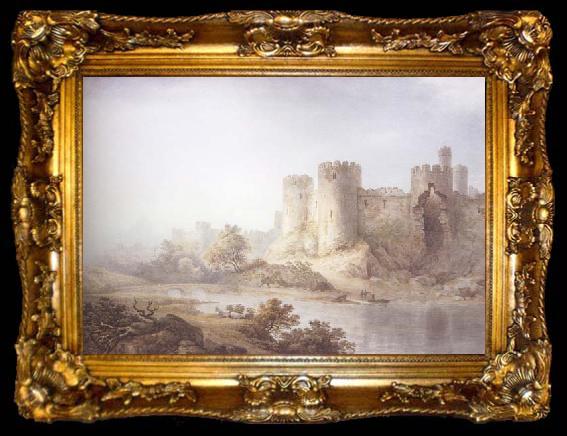 framed  James Holworthy Castle on the edge of a river (mk47), ta009-2
